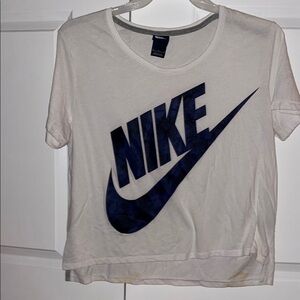 Nike White Tee with Blue Logo